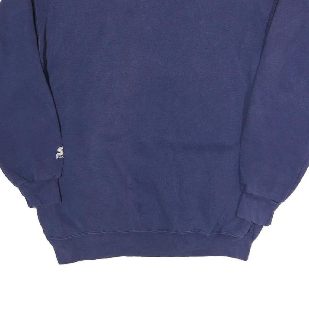 STARTER Mens Blue Crew Neck L Cotton Blend Sweatshirt Pullover Casual Retro