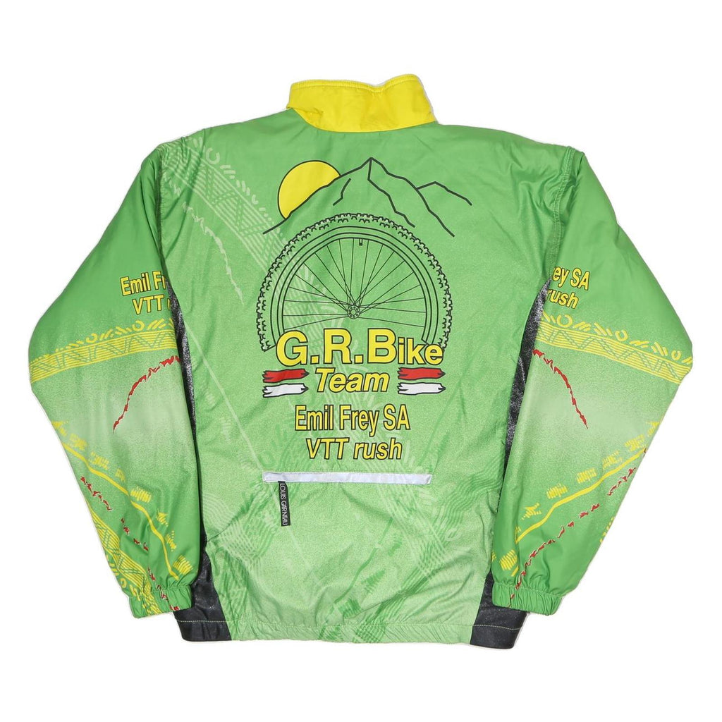 Mens Green Yellow G.R. Bike Team Cycling Jacket L Polyester Plain Zip Activewear