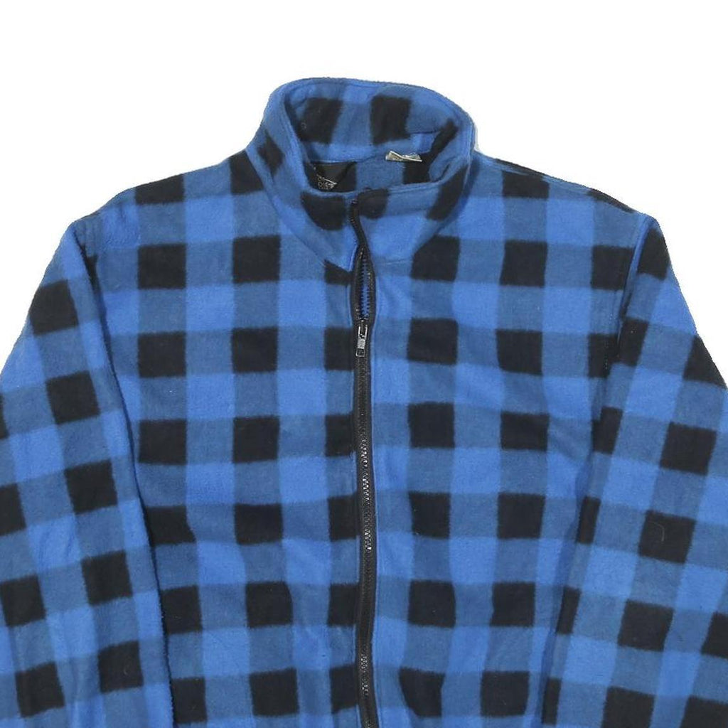 GENERATION Mens Blue & Black Checked Zip Jacket L Polyester Blend Casual