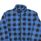 GENERATION Mens Blue & Black Checked Zip Jacket L Polyester Blend Casual