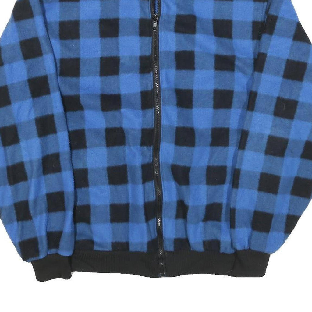 GENERATION Mens Blue & Black Checked Zip Jacket L Polyester Blend Casual