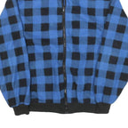 GENERATION Mens Blue & Black Checked Zip Jacket L Polyester Blend Casual