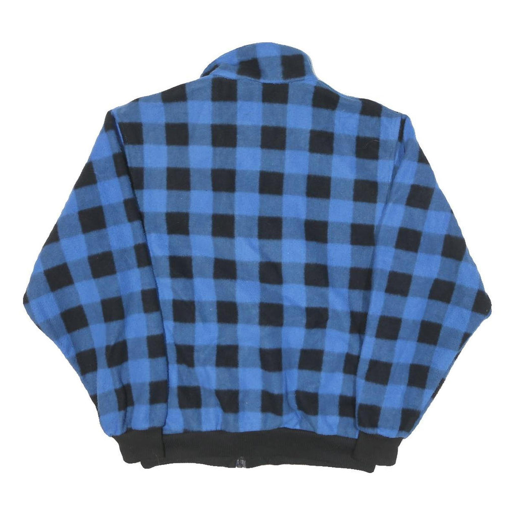 GENERATION Mens Blue & Black Checked Zip Jacket L Polyester Blend Casual