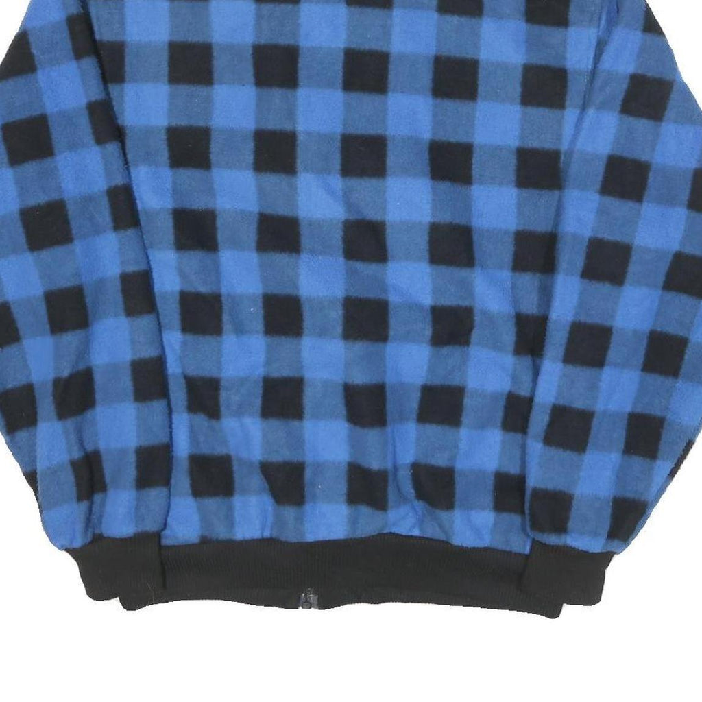 GENERATION Mens Blue & Black Checked Zip Jacket L Polyester Blend Casual