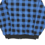 GENERATION Mens Blue & Black Checked Zip Jacket L Polyester Blend Casual