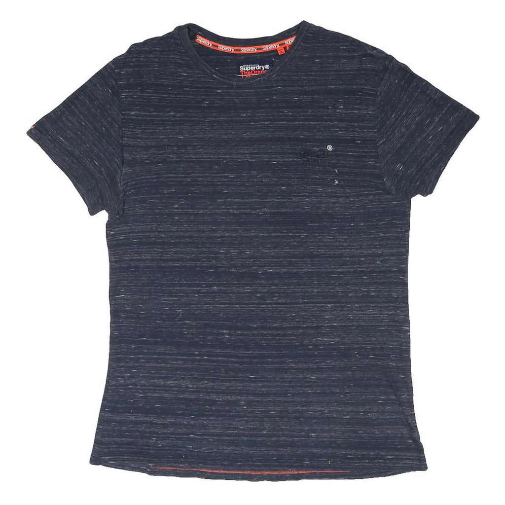 SUPERDRY Womens Blue & Navy Plain T-Shirt S Short Sleeve Crew Neck Cotton Blend