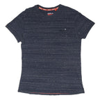 SUPERDRY Womens Blue & Navy Plain T-Shirt S Short Sleeve Crew Neck Cotton Blend