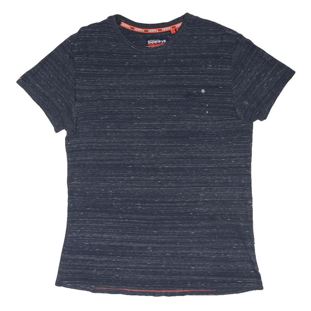 SUPERDRY Womens Blue & Navy Plain T-Shirt S Short Sleeve Crew Neck Cotton Blend