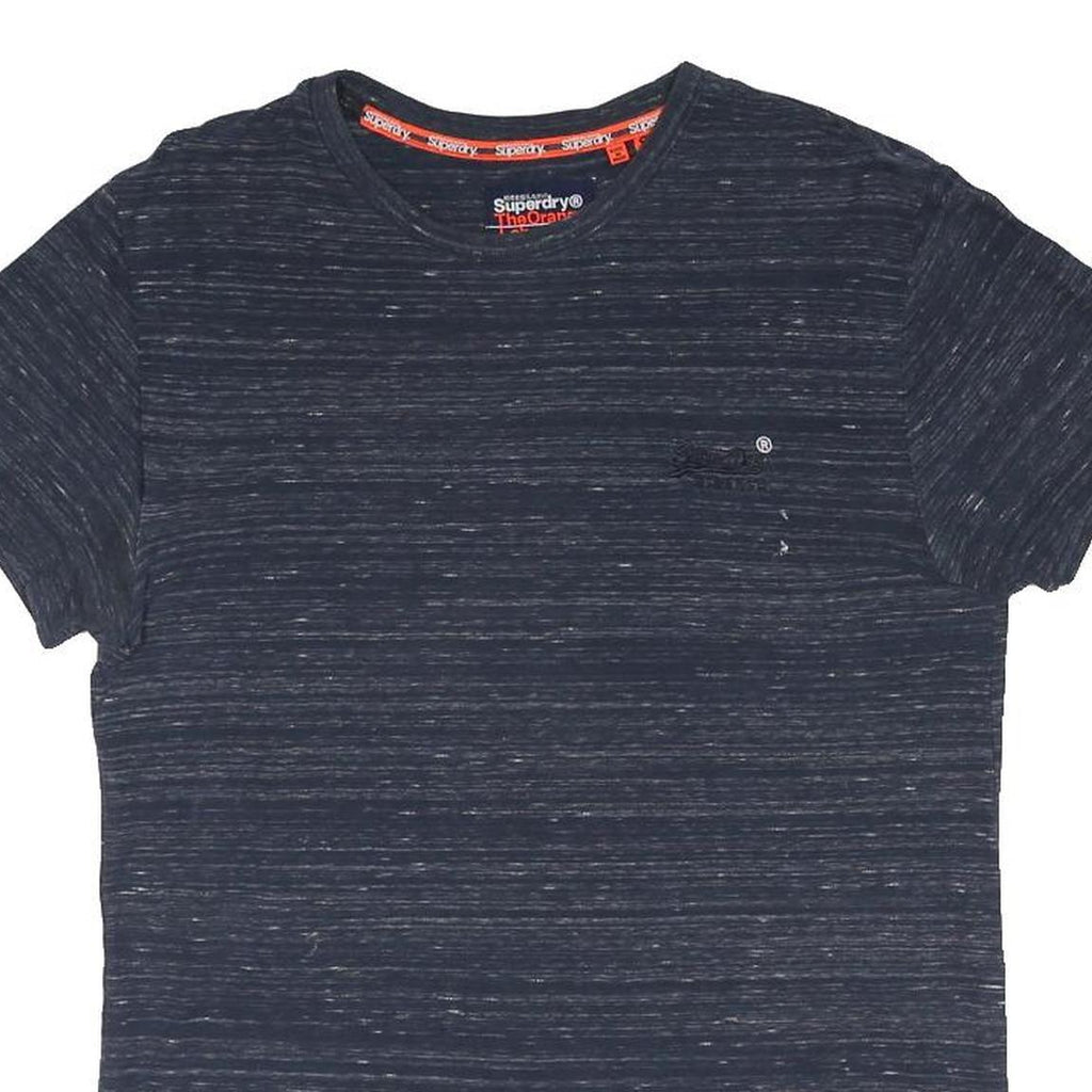 SUPERDRY Womens Blue & Navy Plain T-Shirt S Short Sleeve Crew Neck Cotton Blend