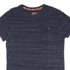 SUPERDRY Womens Blue & Navy Plain T-Shirt S Short Sleeve Crew Neck Cotton Blend