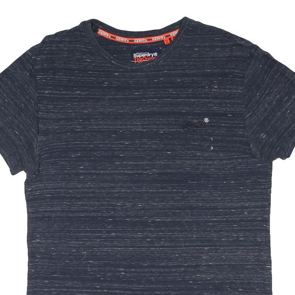 SUPERDRY Womens Blue & Navy Plain T-Shirt S Short Sleeve Crew Neck Cotton Blend