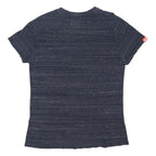 SUPERDRY Womens Blue & Navy Plain T-Shirt S Short Sleeve Crew Neck Cotton Blend