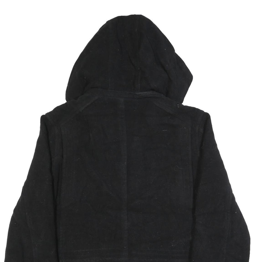 TOMMY HILFIGER Mens Black Hooded Wool Blend Zip Jacket L Outerwear Classic