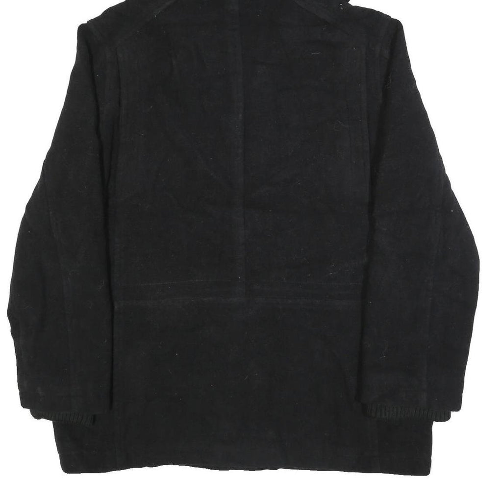 TOMMY HILFIGER Mens Black Hooded Wool Blend Zip Jacket L Outerwear Classic