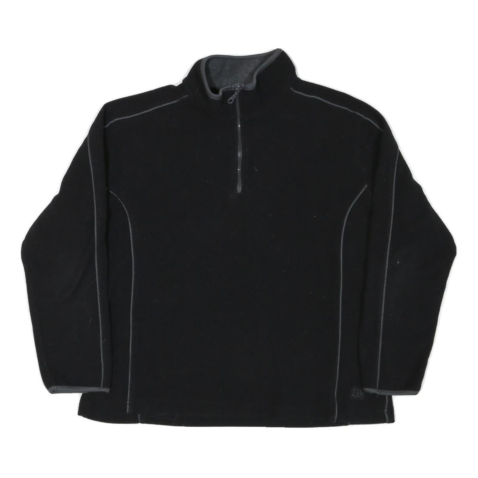 WILSON Womens Black Plain Polyester Blend Pullover Jumper L Fitted Casual