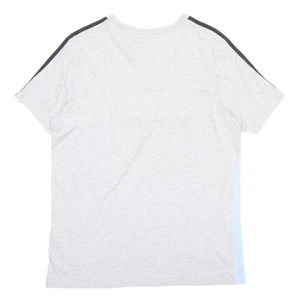 ADIDAS Boys Grey & Light Blue Colour Block T-Shirt 15-16Y Short Sleeve Crew Neck