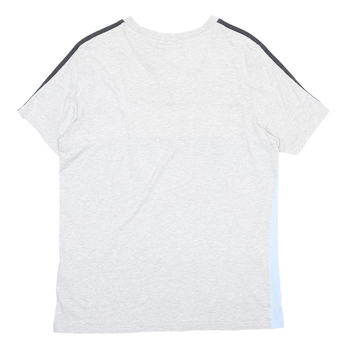 ADIDAS Boys Grey & Light Blue Colour Block T-Shirt 15-16Y Short Sleeve Crew Neck