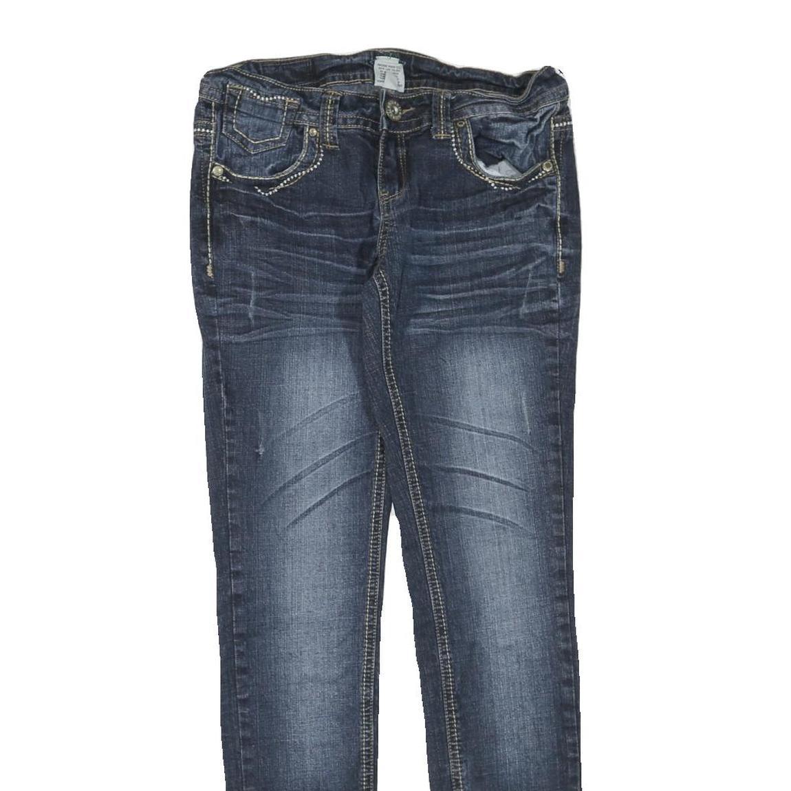 Womens Blue Regular Fit Skinny Denim Jeans Cotton Blend Zip W30 L32 Embellished