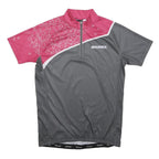 BRUNEX Mens Grey & Pink Graphic Modern T-Shirt M Short Sleeve Zip Neck