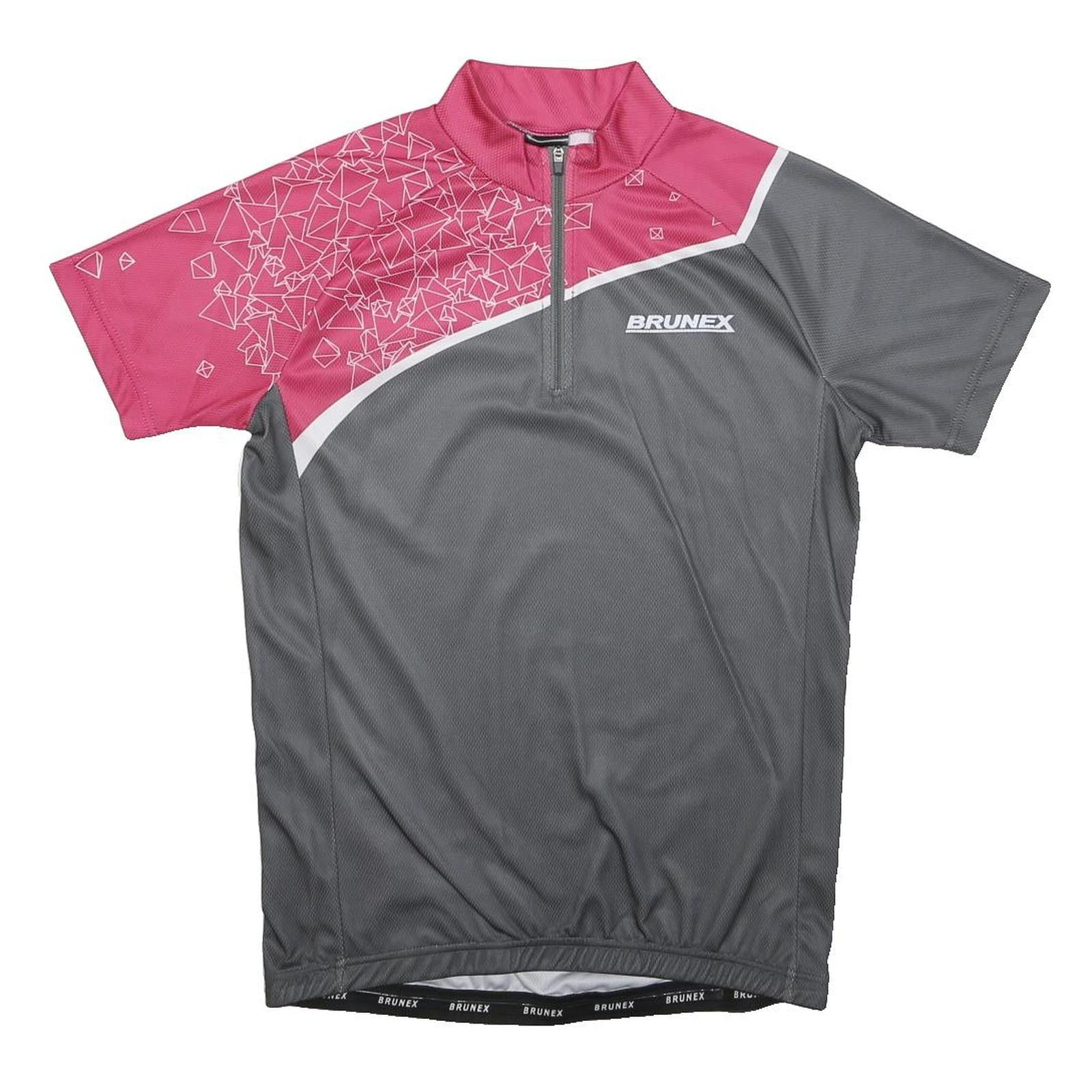 BRUNEX Mens Grey & Pink Graphic Modern T-Shirt M Short Sleeve Zip Neck