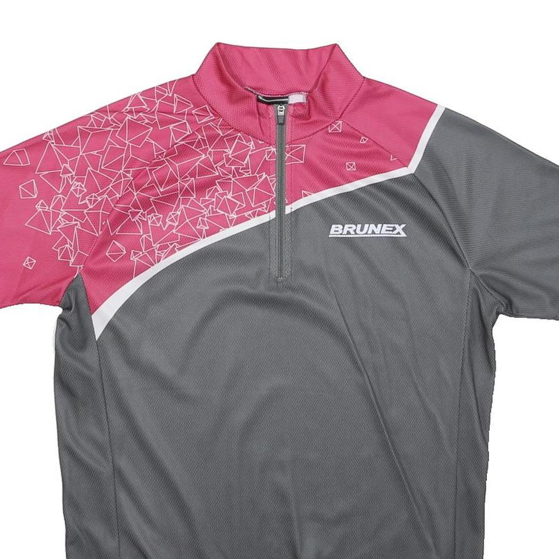 BRUNEX Mens Grey & Pink Graphic Modern T-Shirt M Short Sleeve Zip Neck