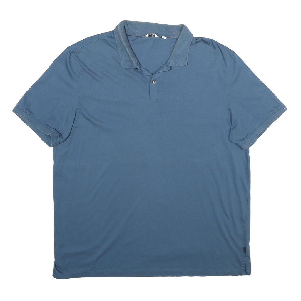 CALVIN KLEIN Mens Blue Short Sleeve Plain XL Cotton Polo Shirt Casual Basic Tee