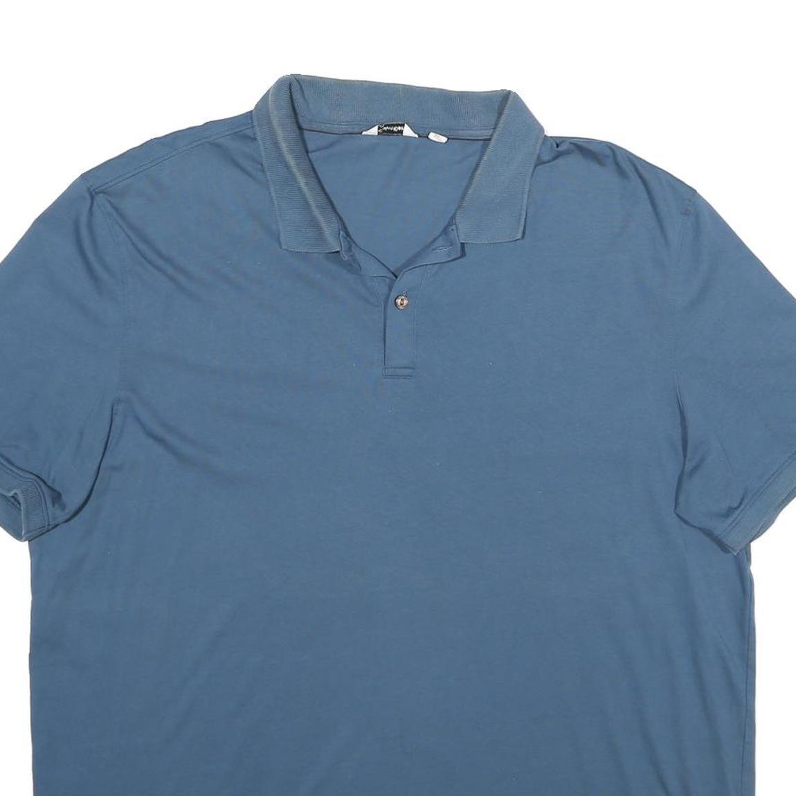 CALVIN KLEIN Mens Blue Short Sleeve Plain XL Cotton Polo Shirt Casual Basic Tee