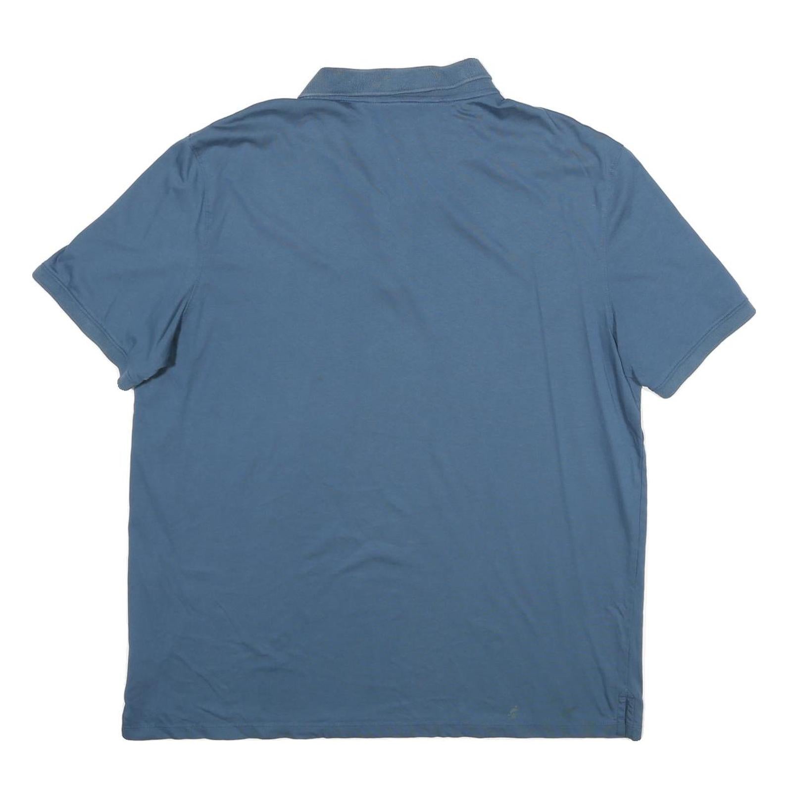 CALVIN KLEIN Mens Blue Short Sleeve Plain XL Cotton Polo Shirt Casual Basic Tee