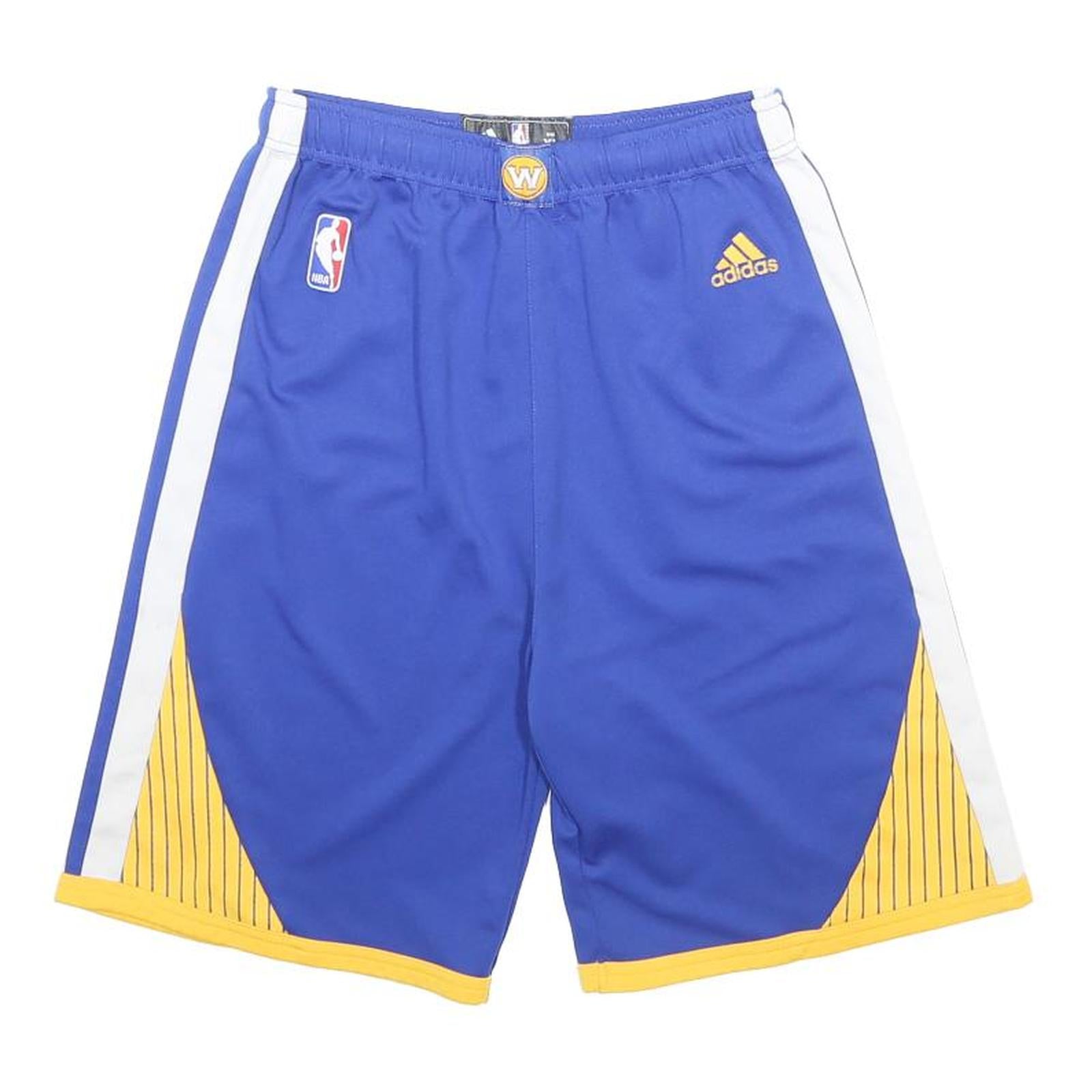 ADIDAS Boys Blue & Yellow Sports Shorts XL W24 Basketball NBA Logo