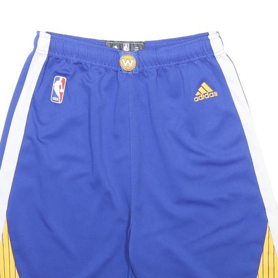 ADIDAS Boys Blue & Yellow Sports Shorts XL W24 Basketball NBA Logo