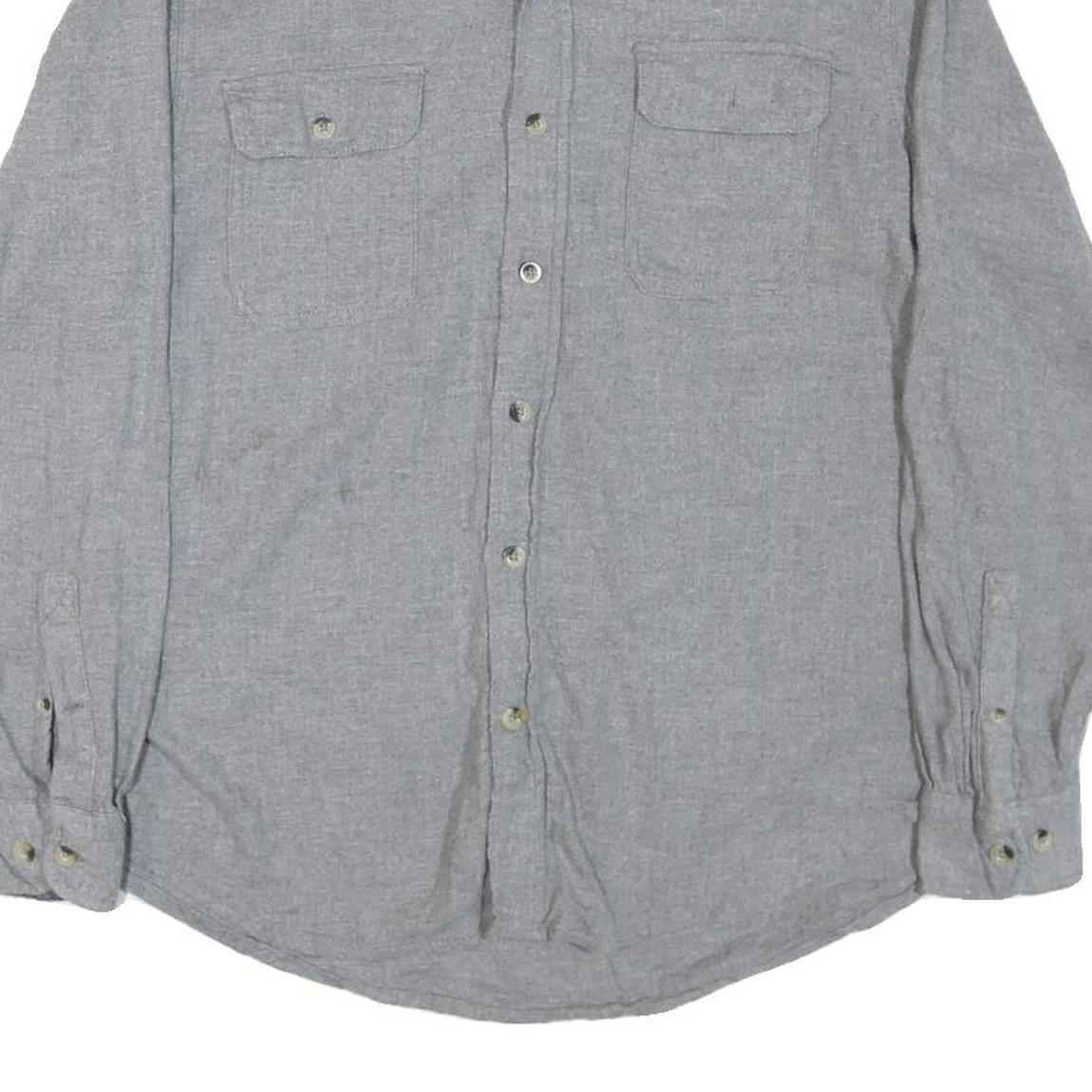 WOOLRICH Mens Grey Plain Cotton Blend Shirt M Casual Classic Long Sleeve