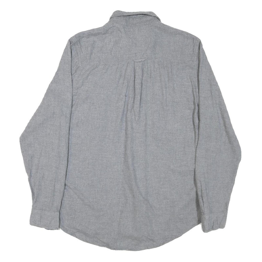 WOOLRICH Mens Grey Plain Cotton Blend Shirt M Casual Classic Long Sleeve