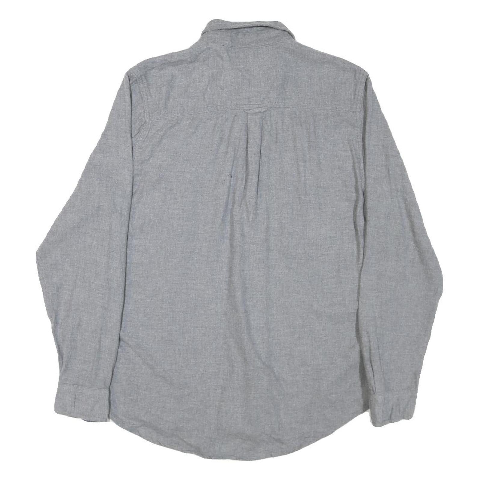 WOOLRICH Mens Grey Plain Cotton Blend Shirt M Casual Classic Long Sleeve