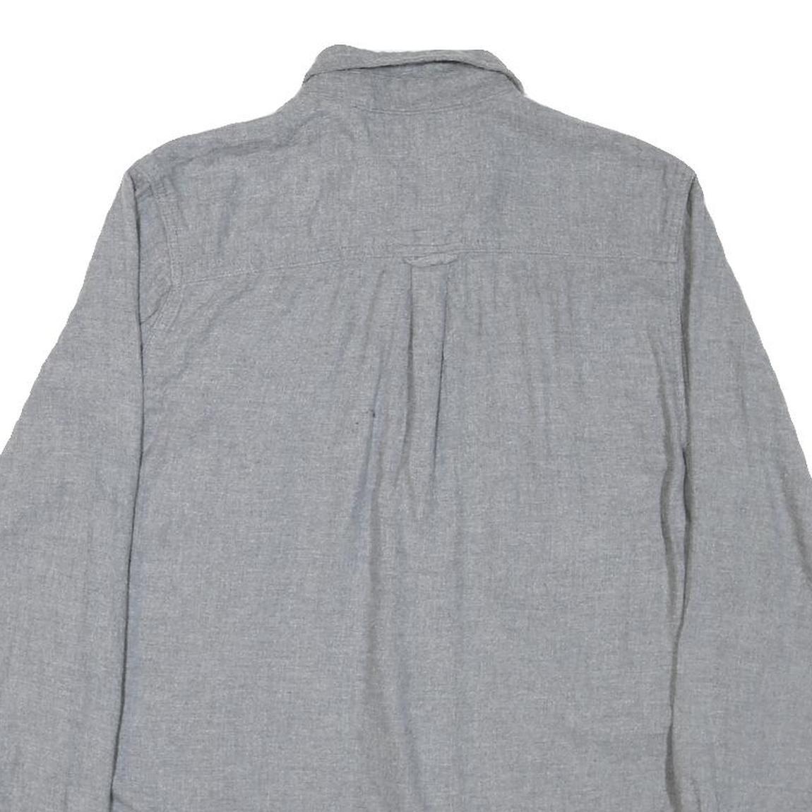 WOOLRICH Mens Grey Plain Cotton Blend Shirt M Casual Classic Long Sleeve