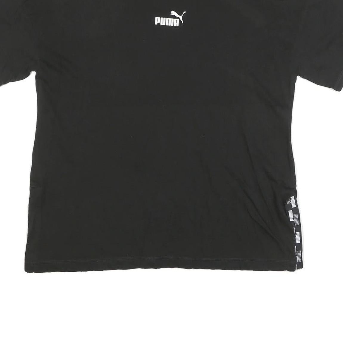 PUMA Womens Black Graphic T-Shirt M Short Sleeve Crew Neck Logo Stripe