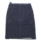 MISS K Womens Blue Denim Embellished Mini Cotton Blend Skirt S Frayed Waist