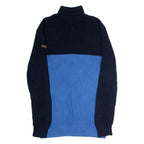 NAUTICA Mens Patterned Jumper Blue Colourblock Button Neck Chunky Knit XL