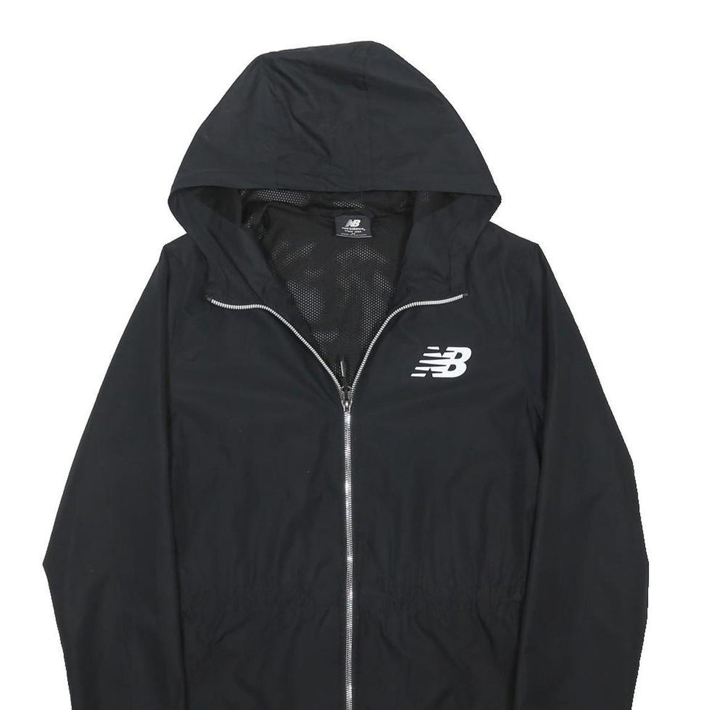 NEW BALANCE Womens Black Zip Up Hooded Jacket M Polyester Blend Casual Sport