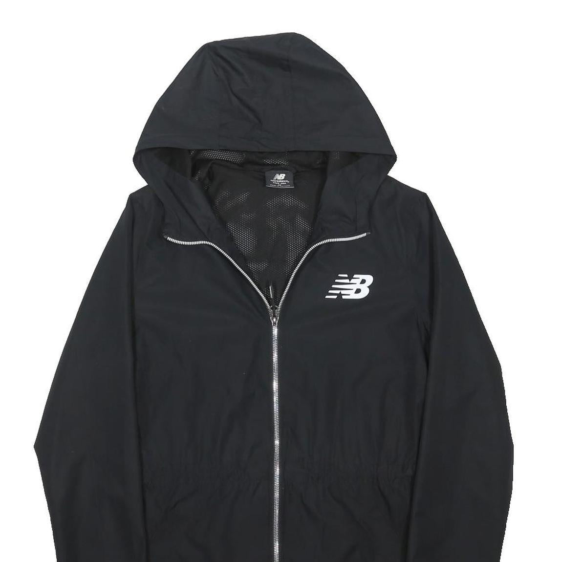 NEW BALANCE Womens Black Zip Up Hooded Jacket M Polyester Blend Casual Sport
