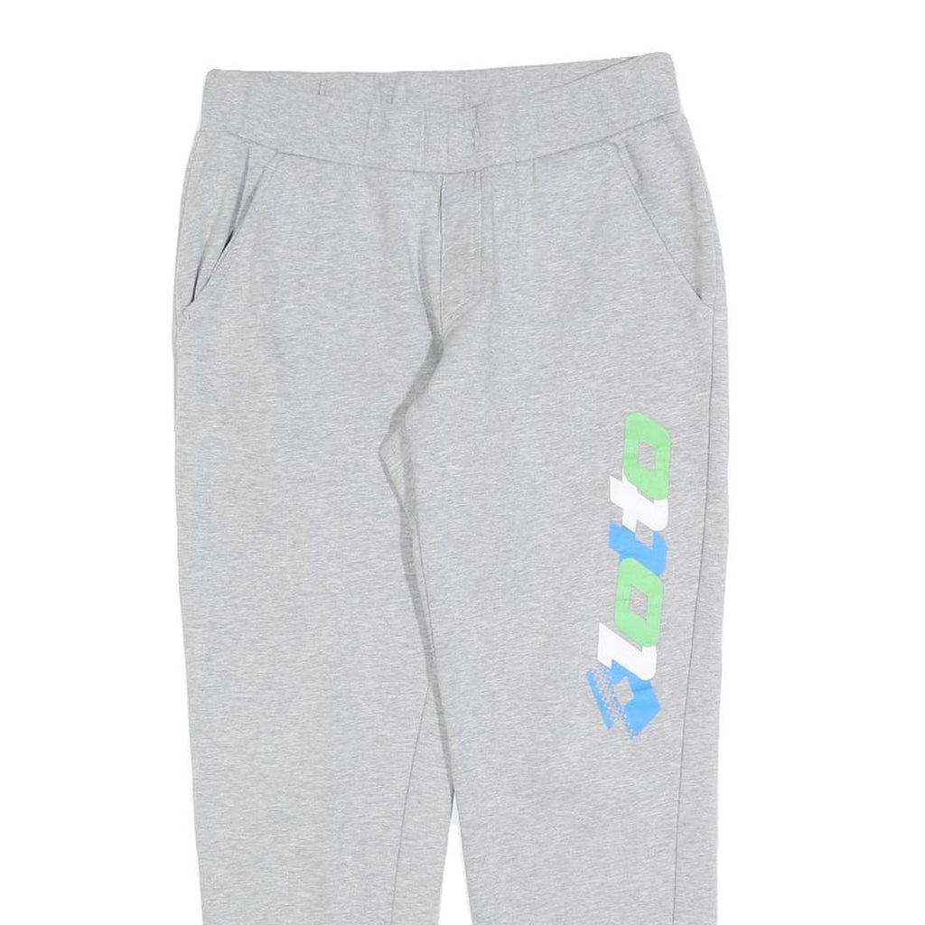 LOTTO Mens Joggers Grey Slim Tapered S W28 L27 Cotton Blend Logo Casual Wear