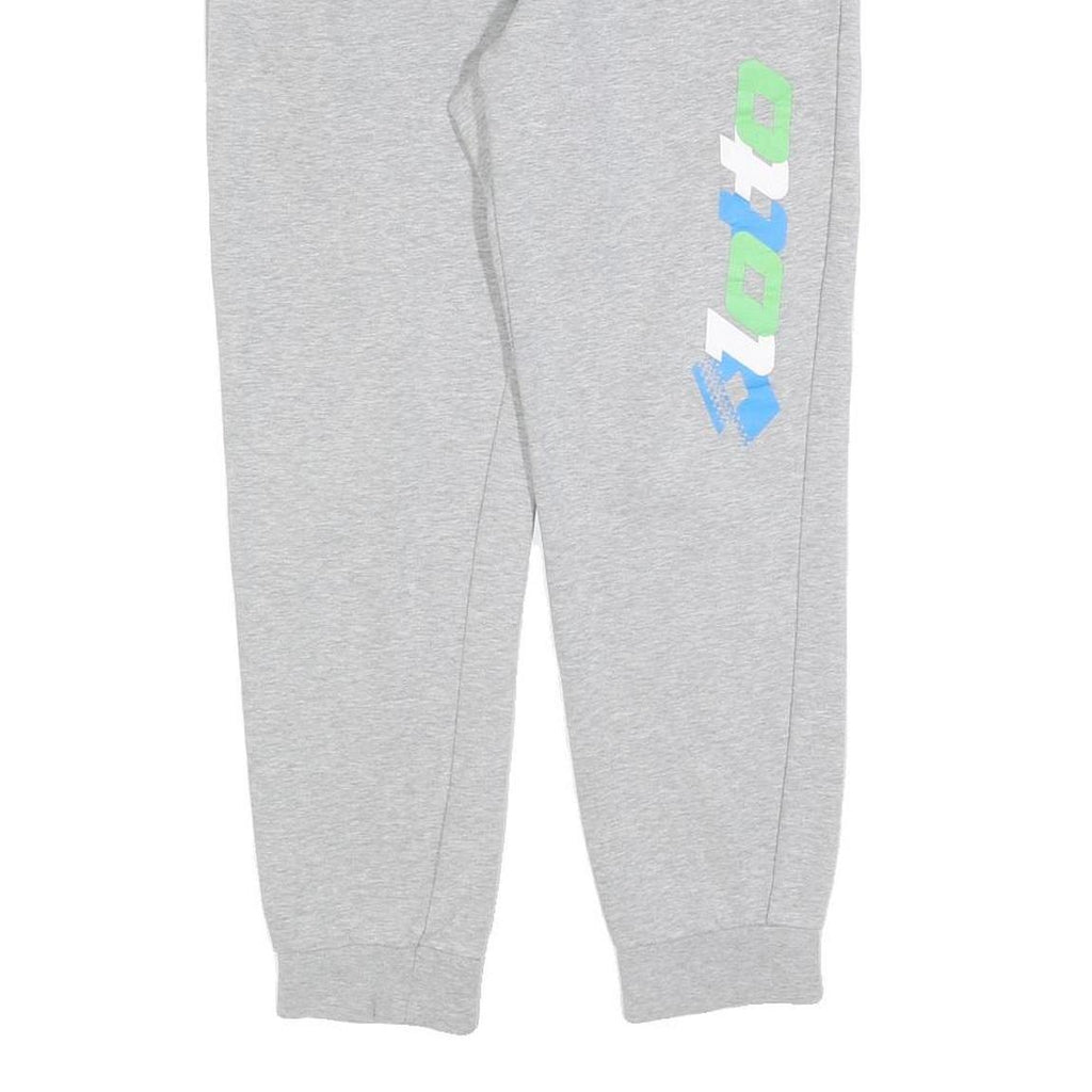 LOTTO Mens Joggers Grey Slim Tapered S W28 L27 Cotton Blend Logo Casual Wear