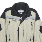 COLUMBIA Mens Beige & Black Outdoor Jacket S Synthetic Plain Waterproof Zip