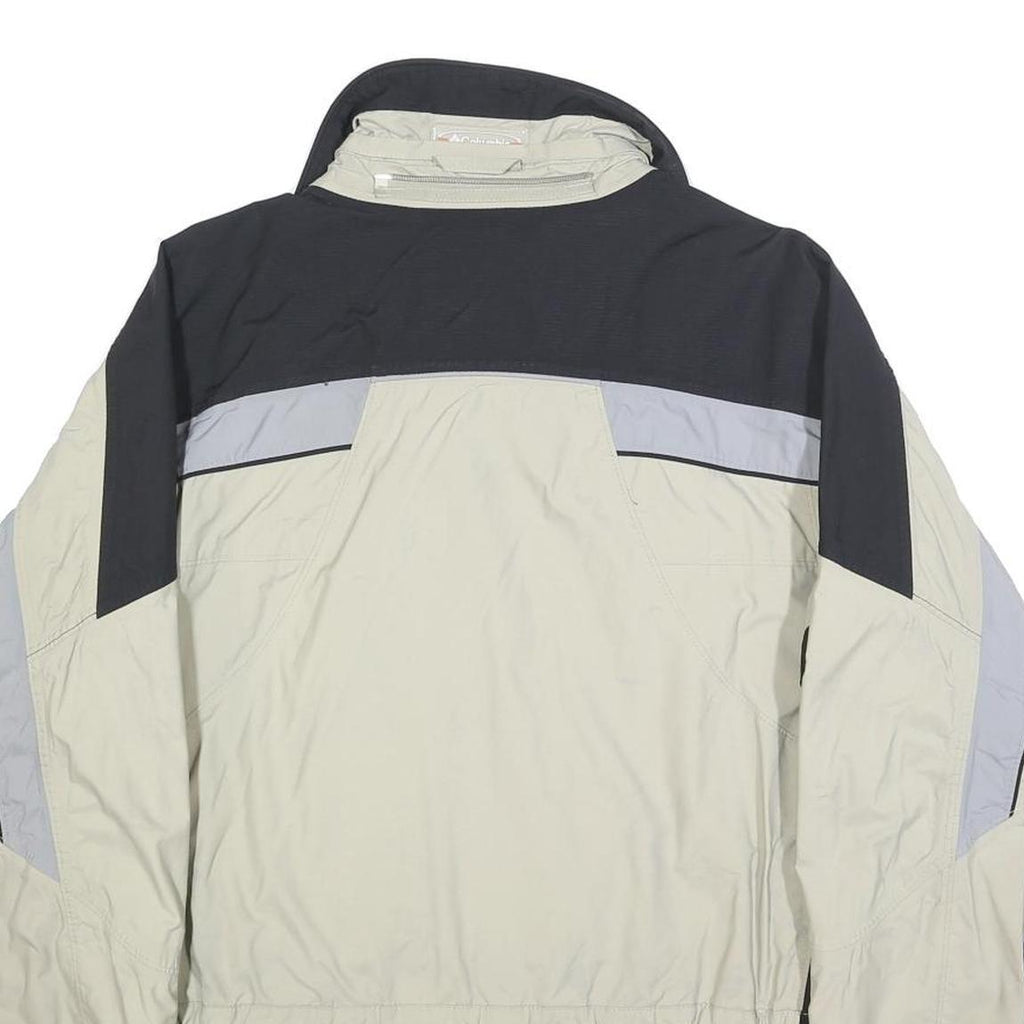 COLUMBIA Mens Beige & Black Outdoor Jacket S Synthetic Plain Waterproof Zip