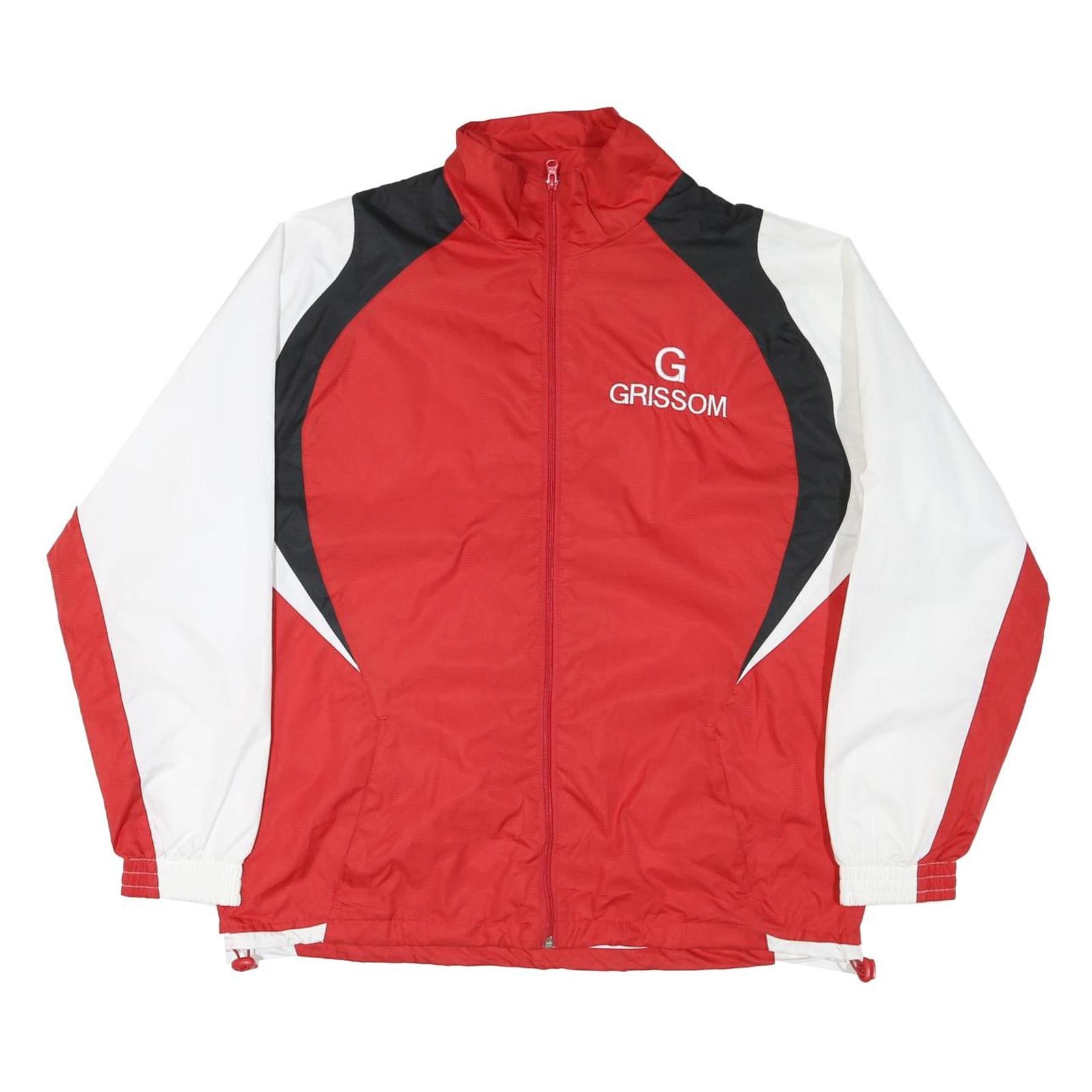 ATHLETIC APPAREL Mens Red Black & White Athletic Nylon Jacket L Lightweight