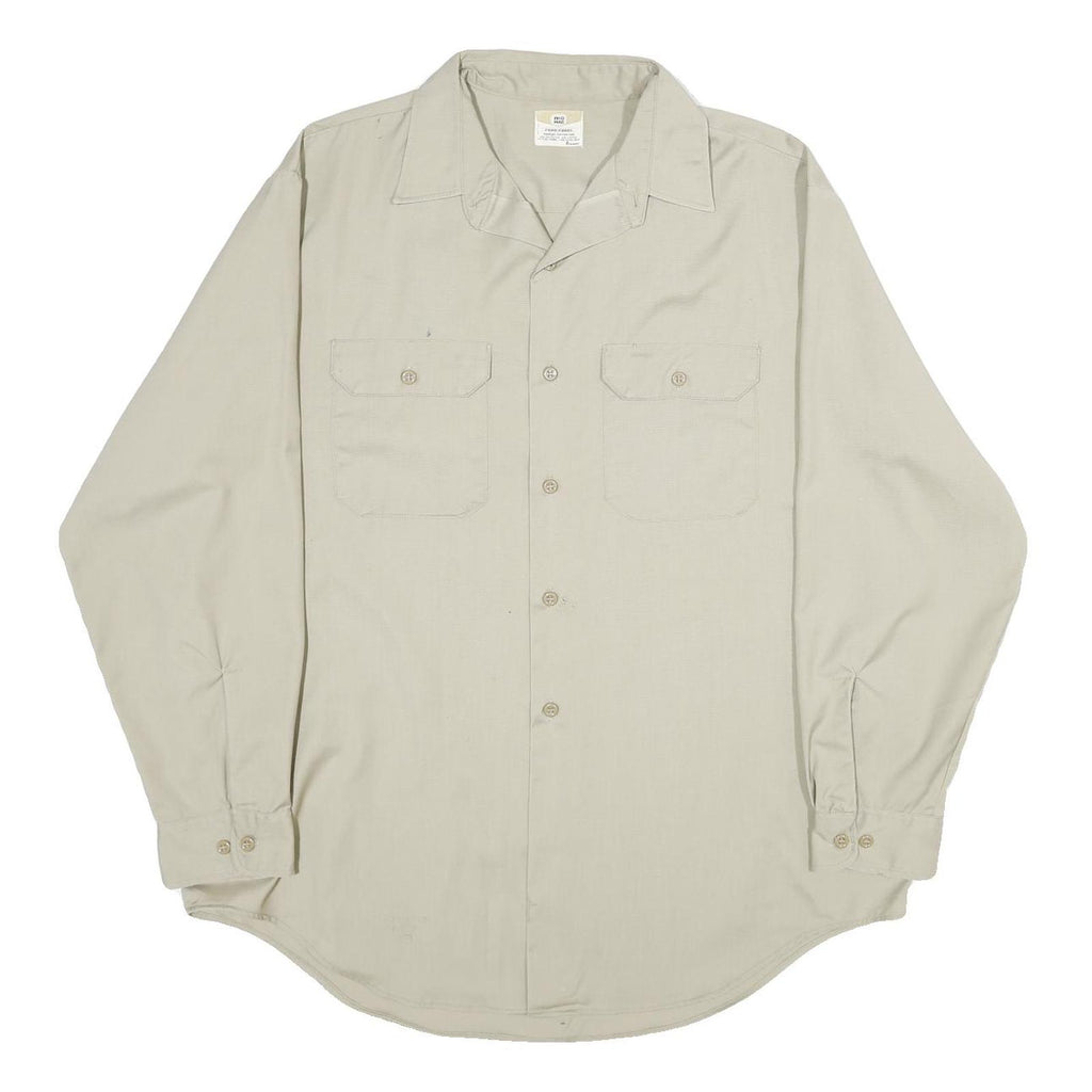 BIG MAC Mens Beige Work Shirt 2XL Polyester Blend Button Long Sleeve Utility