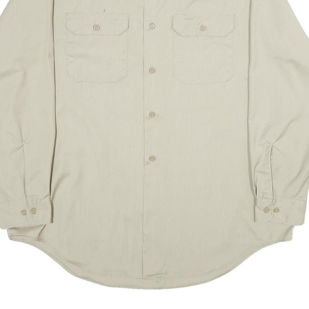 BIG MAC Mens Beige Work Shirt 2XL Polyester Blend Button Long Sleeve Utility
