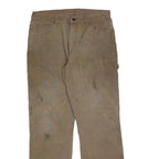 DICKIES Mens Relaxed Brown Denim W34 L34 Workwear Zip Closure Trousers