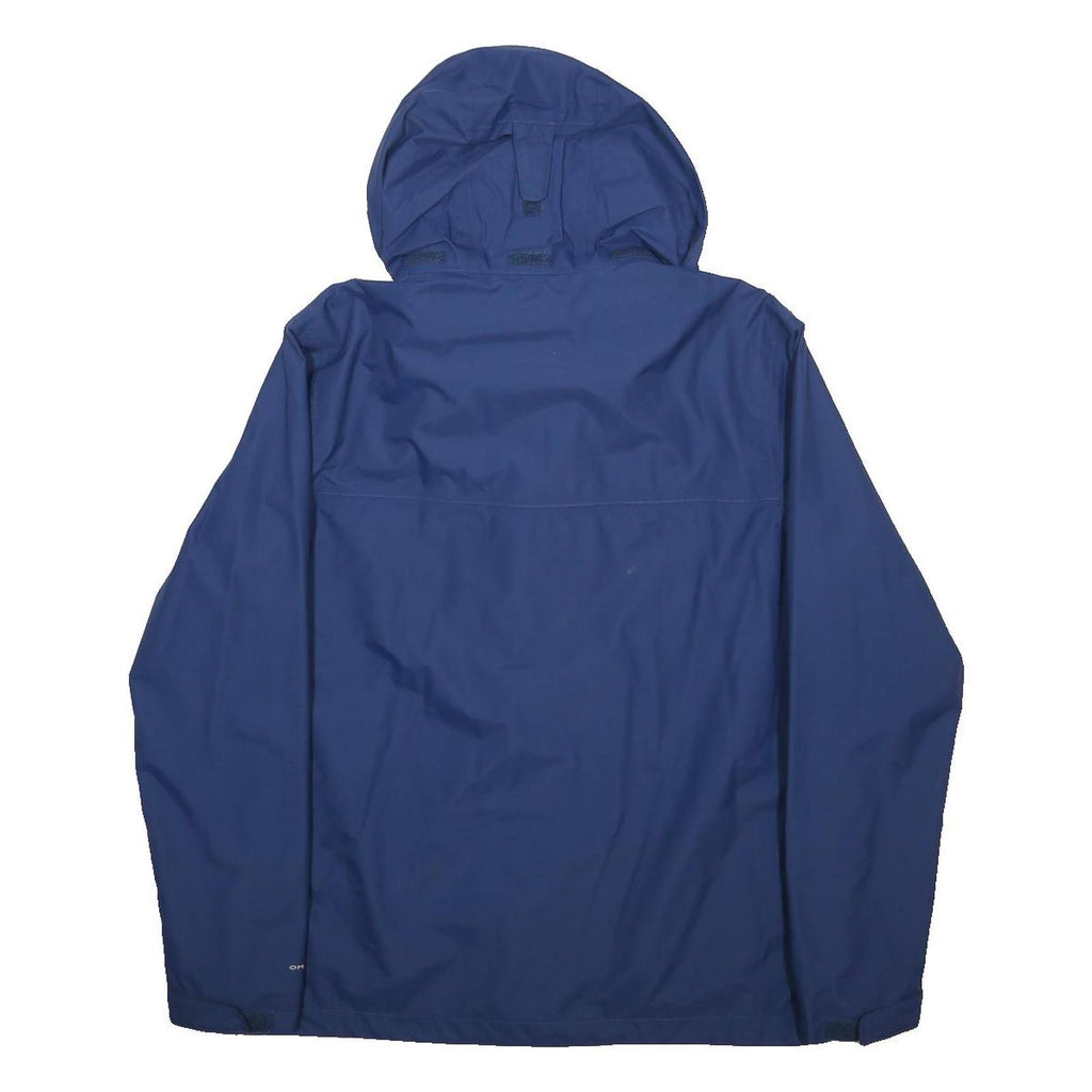 COLUMBIA Mens Blue Athletic Outdoor Zip Jacket M Nylon Plain Hooded Waterproof