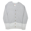 LEVI'S Mens Grey & Light Grey Plain Button Up Jumper Crew Neck Cotton Blend XL