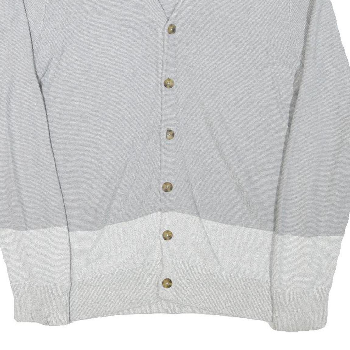 LEVI'S Mens Grey & Light Grey Plain Button Up Jumper Crew Neck Cotton Blend XL